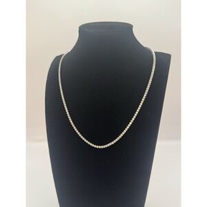Rhinestone Tennis Necklace Silver Tone Clear Stones Classic Chain Necklace
